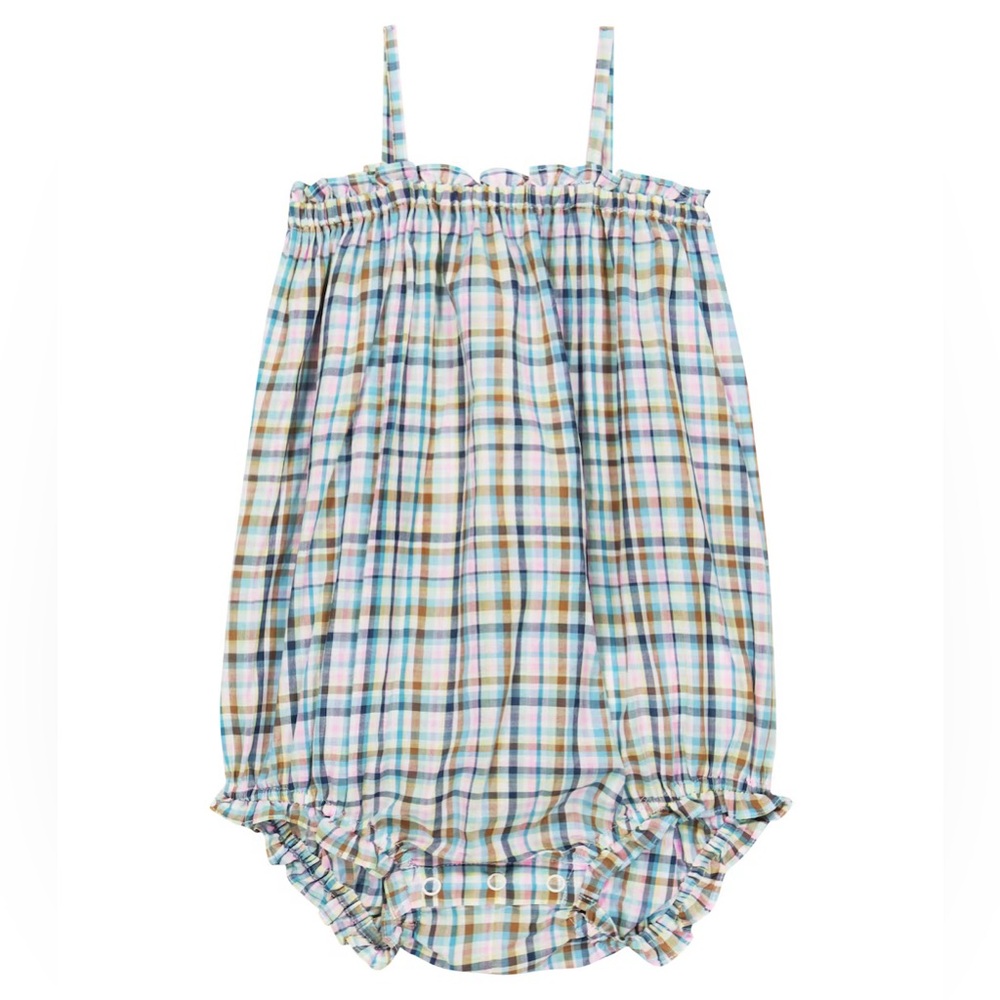 BONPOINT Baby Nèfle checked cotton voile romper - 6 months -